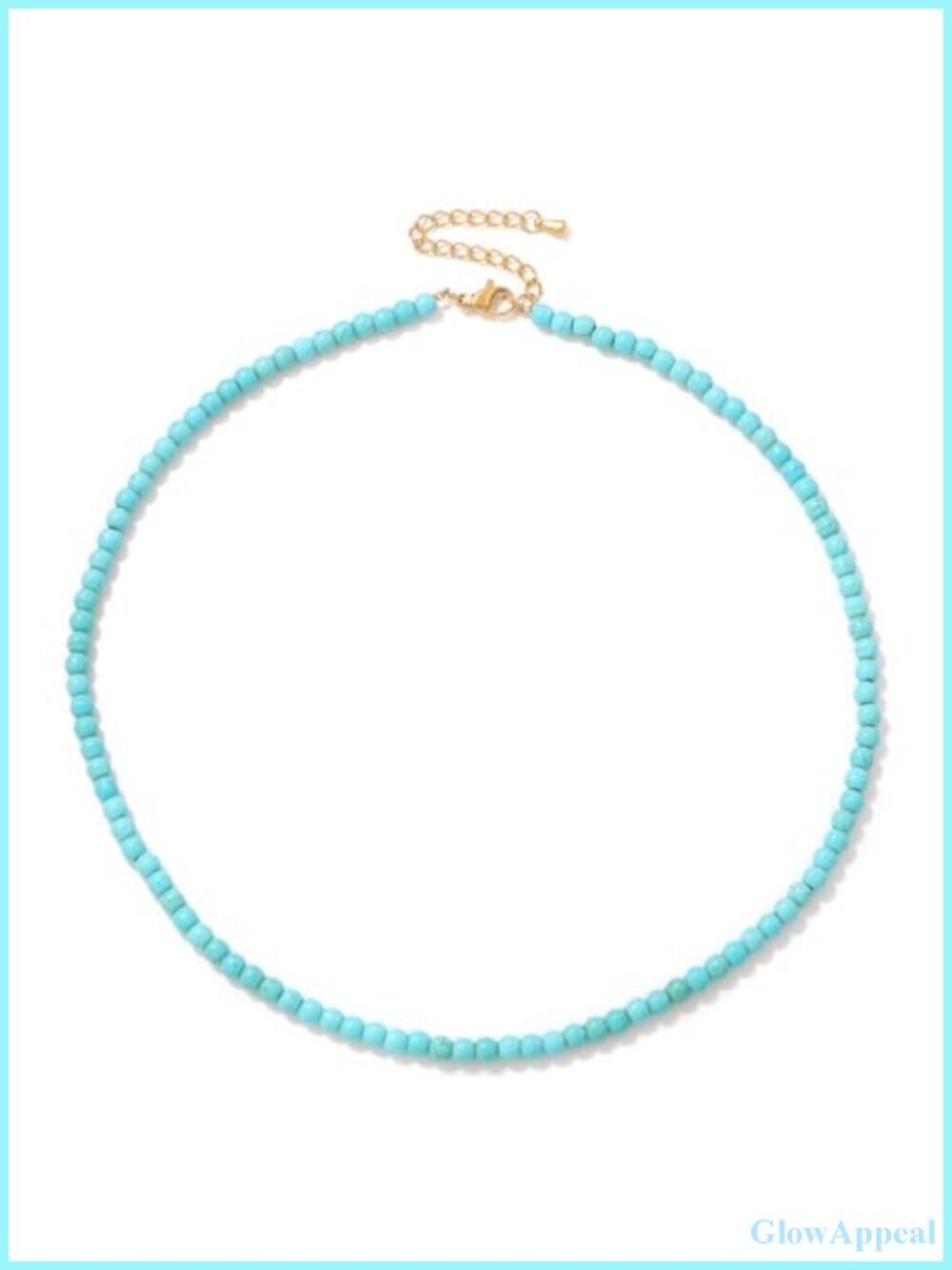 Turquoise Beaded Necklace 4mm Crystal Choker Gold Plated Stainless Steel